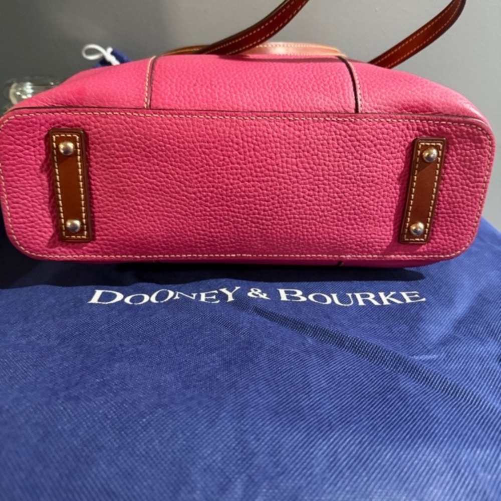 Dooney & Bourke Hot Pink Pebble Leather Tote with Brown Trim - Picture 5 of 15